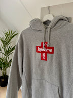 Supreme Cross Box Logo Hooded Sweatshirt Heather Grey