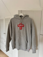 Supreme Cross Box Logo Hooded Sweatshirt Heather Grey