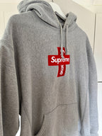 Supreme Cross Box Logo Hooded Sweatshirt Heather Grey