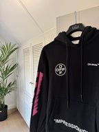 Off white hooded sweatshirt black/pink
