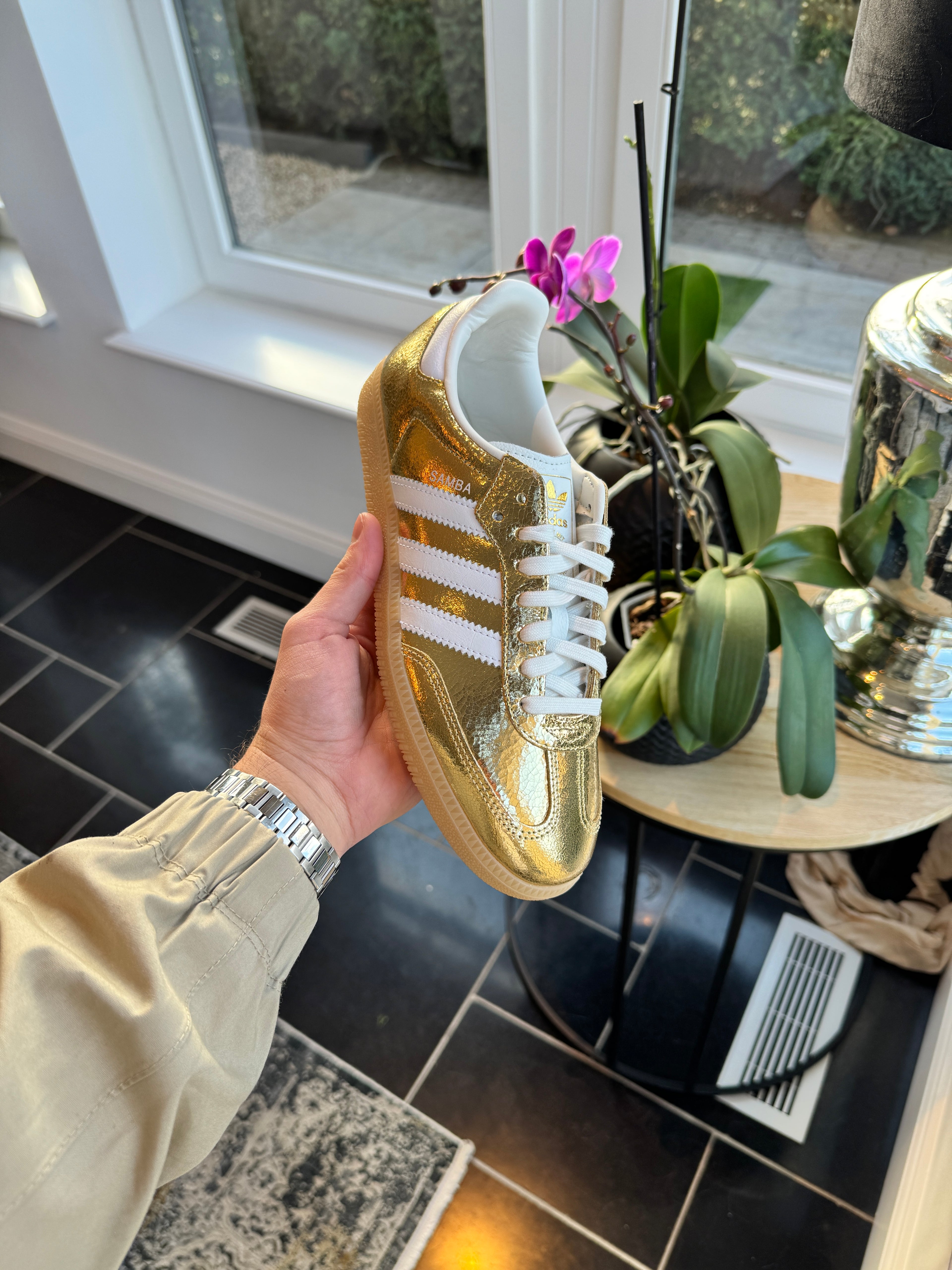 adidas Samba OG Gold Metallic Cracked Leather