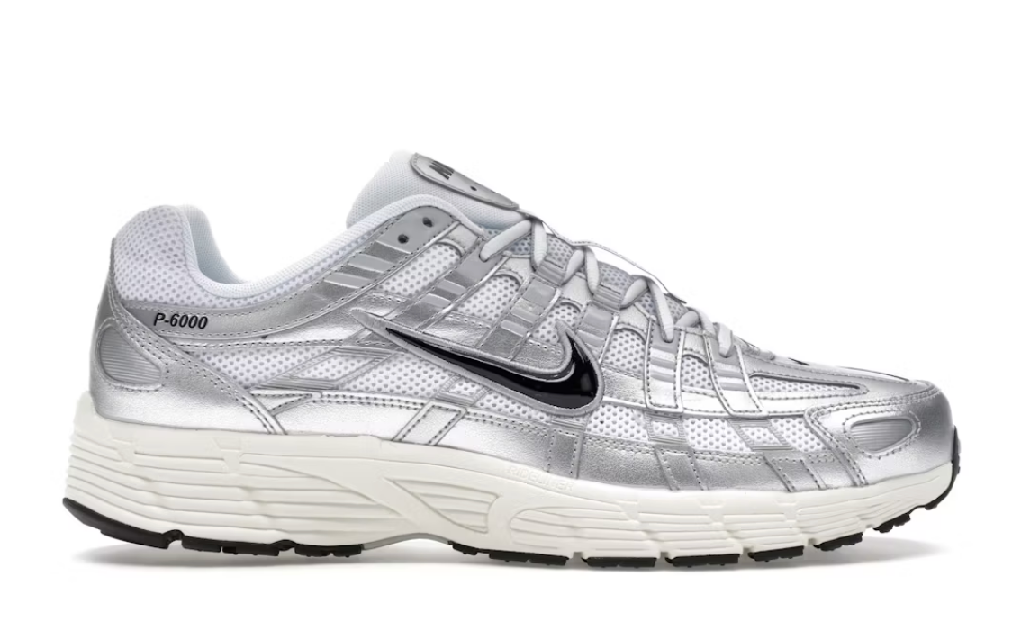Nike P-6000 White Metallic Silver Flat Silver Black