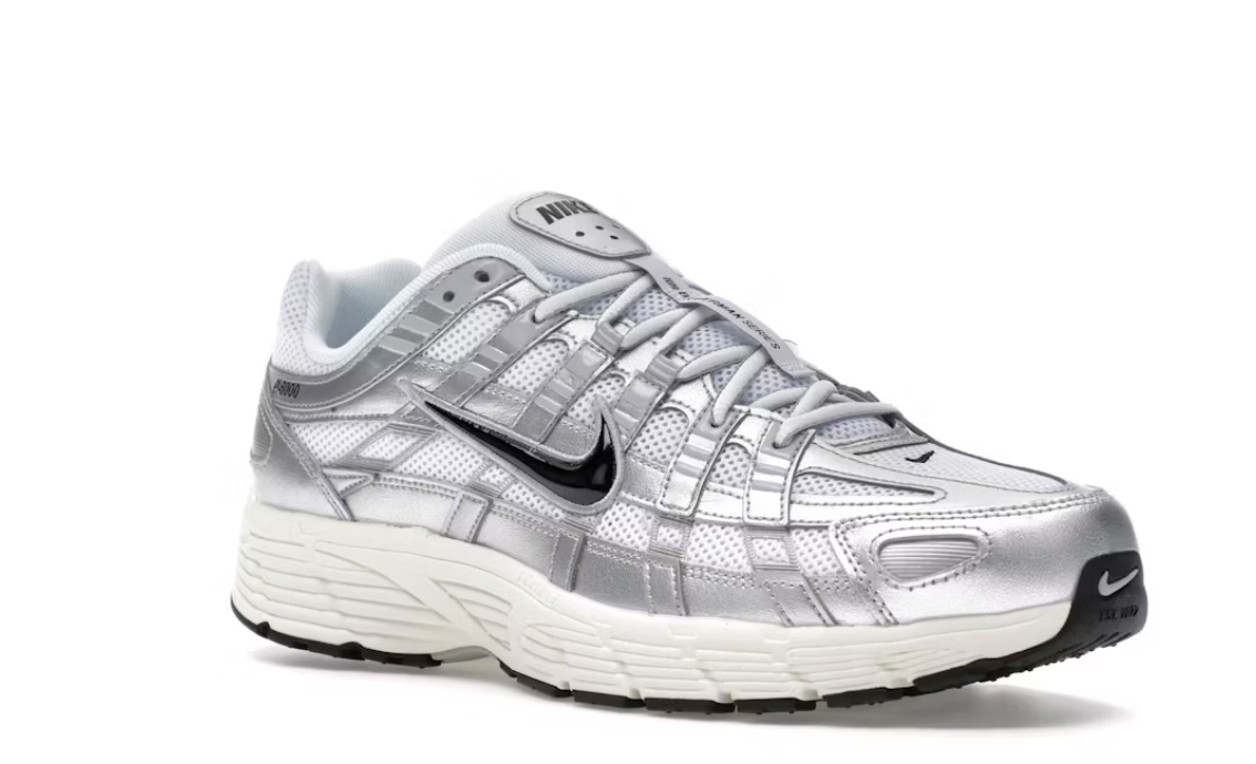 Nike P-6000 White Metallic Silver Flat Silver Black