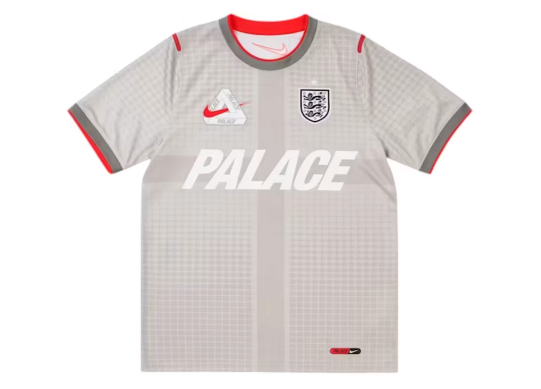 Palace x Nike England Dri-FIT Academy Pro Short Sleeve Football Top Pewter Grey/Bright Crimson