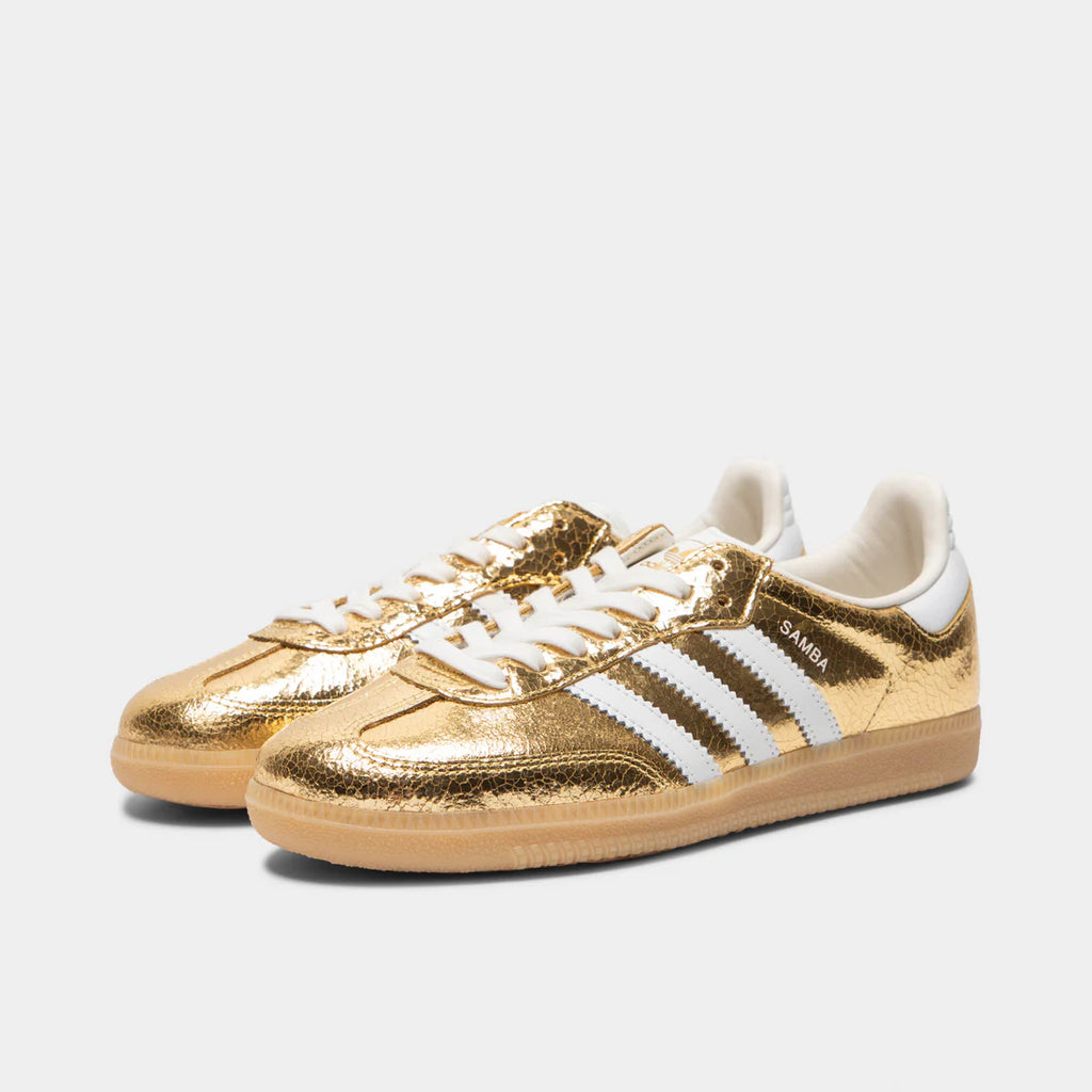 adidas Samba OG Gold Metallic Cracked Leather (Women's)