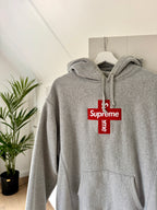 Supreme Cross Box Logo Hooded Sweatshirt Heather Grey